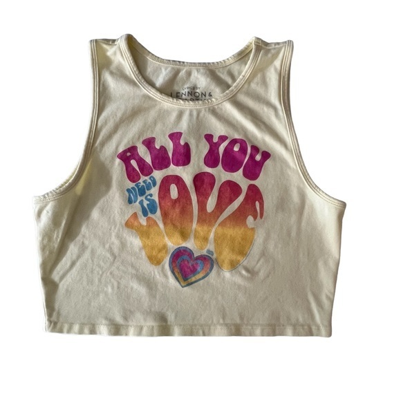 Goodie Two Shoes “All You Need Is Love” tank crop top - Picture 1 of 4